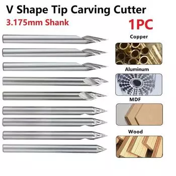 Твердосплавное гравировальное сверло Super V Shape 20 с наконечником 60 градусов и хвостовиком 3175 мм