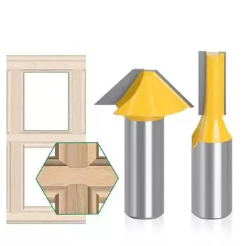 Твердосплавные шиповые фрезы для резки дверей и окон, нож с плоским дном, V-образные фрезы, фрезы для дерева, хвостовик 12 мм 1/2 дюйма 12mm shank жёлтый