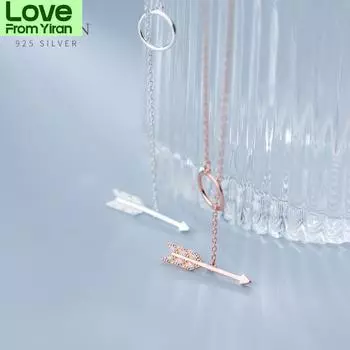 Твердые 925 пробы стерлингового серебра мода ослепительные стрелы цепи ожерелья подвески для женщин свадебные украшения заявление ошейник