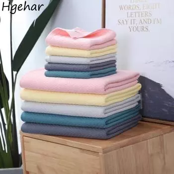 Твердые банные полотенца для взрослых, простые, повседневные, ярких цветов, хлопковые, приятные для кожи, впитывающие, многоразовые, универсальные, бытовые, корейского стиля светло-серый