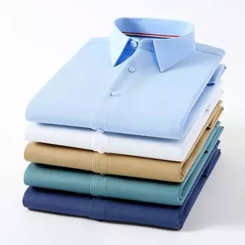 Твердые деловые мужские повседневные рубашки из бамбукового волокна с длинными рукавами, удобные без нагрудного кармана S