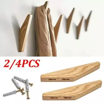 Твердые деревянные настенные крючки, колышки для вешалок, треугольные крючки, 2 шт. 2pcs/set бежевый