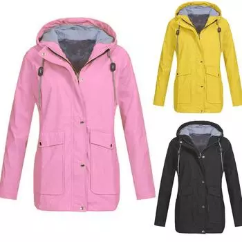 Твердые дождевые куртки На открытом воздухе Плюс куртки Водонепроницаемый плащ с капюшоном Ветрозащитный