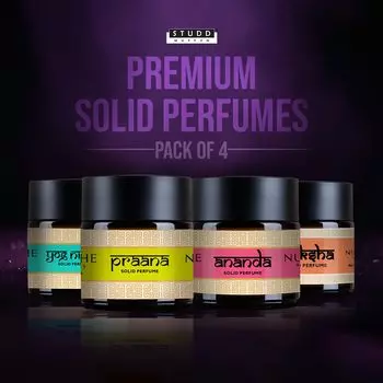Твердые духи (Пакет из 4) 10 грамм каждая | Для мужчин и женщин | (Ананда, Мокша, Йог-Нидра, Праана.) (Pack of 4) 10 gram
