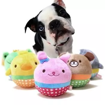 Твердые игрушки-мячи для собак, плюшевые игрушки для собак, щенков, кошек, устойчивые к укусам маленьких собак, милые животные, жевательные конструкции 1