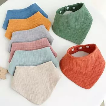 Твердые муслиновые детские нагрудники-банданы, слюнявчики, 100% хлопок для малышей, детей, унисекс, мальчиков и девочек тёмно-синий