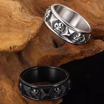 Твердые мужские кольца из нержавеющей стали, скелетон, рок-н-ролл, байкерские черепа для лица, мотоциклетные университетские кольца, мужские кольца Skullies 12 чёрный