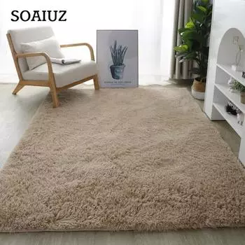 Твердые плюшевые ковры для гостиной с длинным ворсом, пушистые ковры, домашний декор для спальни, лохматые оранжево-желтые толстые коврики для украшения детской комнаты 80X120cm дубильная кора
