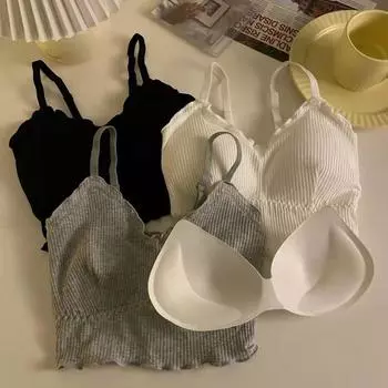 Твердые простые слинговые трусы для женщин, бюстгальтеры с оборками сзади, регулируемые бюстгальтеры Push Up для девочек, нижнее белье, модные топы, майки, женские жилеты M
