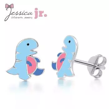 Твердые серьги-гвоздики из стерлингового серебра 925 пробы с милыми синими детскими серьгами-гвоздиками в форме динозавра для детей