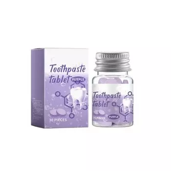 Твердые таблетки зубной пасты для глубокой очистки зубов, ухода за полостью рта, очистки желтых зубов от грязи, портативные таблетки зубной пасты One Size фиолетовый