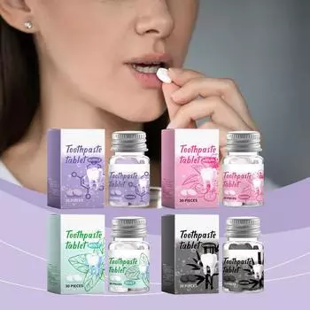 Твердые таблетки зубной пасты для глубокой очистки зубов, ухода за полостью рта, желтых зубов, грязи, очищения, портативные таблетки зубной пасты One Size чёрный