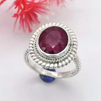 Твердые ювелирные изделия стерлингового серебра драгоценной камня 925 кашмира рубиновые для подарка рождества 6 серебряный