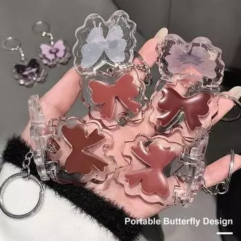 Твердый блеск для губ с брелоком-бабочкой, стойкая высокопигментированная увлажняющая зеркальная водная помада-тинт для губ, глазурь для женщин и девочек A