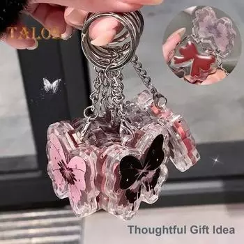 Твердый блеск для губ с брелоком-бабочкой, стойкая высокопигментированная увлажняющая зеркальная водная помада-тинт для губ, глазурь для женщин и девочек B