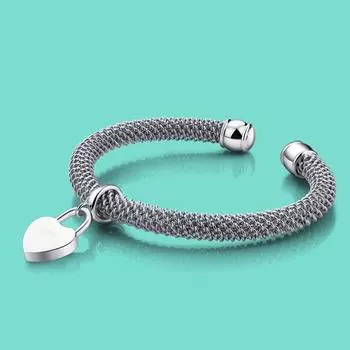 Твердый браслет из стерлингового серебра 925 пробы, элегантный женский браслет с подвеской и замком, открытый бесплатный регулируемый рождественский подарок
