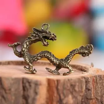 Твердый брелок-подвеска в виде дракона, резные мифические животные, украшения, декор в стиле фэн-шуй медный