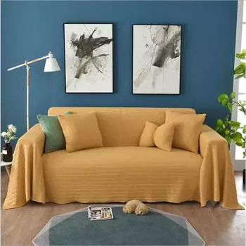 Твердый чехол для дивана для гостиной Зеленый Желтый Розовый Синий Полотенце для дивана Роскошный плед Чехол для дивана Чехлы для диванов Универсальный 90 X 90