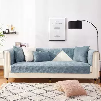 Твердый чехол для дивана, утолщенный плюшевый чехол для дивана, для гостиной, противоскользящие чехлы для дивана, 1/2/3/4 сиденья, однотонный чехол для полотенца для дивана 70x70