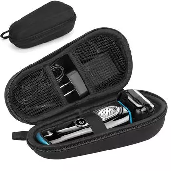Твердый дорожный футляр для бритвы EVA, футляр для переноски мужской бритвы с сетчатым карманом для бритвы, футляр для хранения бритвы для электрического триммера чёрный