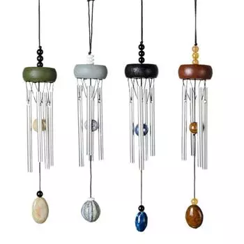 Твердый древесина, твердый алюминиевый стержень, металлический ветряной колокольчик, украшение для двери, подвесной автомобиль, четыре трубки, ветряной колокольчик, подвесной