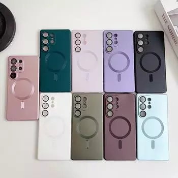 Твердый матовый мягкий чехол для телефона TPU для Samsung Galaxy S25 Ultra S24 S23 Plus S22 S21 для Magsafe ударопрочный тонкий магнитный чехол Samsung S25 чёрный