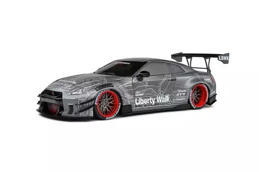 Твердый Nissan Liberty Walk Mini Car LIBERTY WALK BODY KIT 2020 S1805810 GT-R (Р35) 1/18 2.0 (Серый) [Элемент] серый