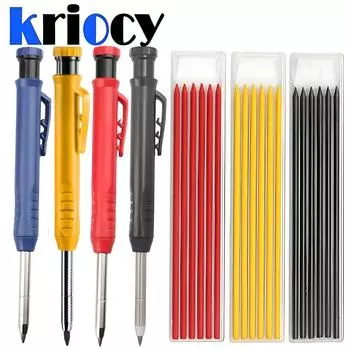 Твердый плотницкий карандаш со сменным стержнем и встроенной точилкой для глубоких отверстий, механический карандаш для разметки, деревообрабатывающий инструмент