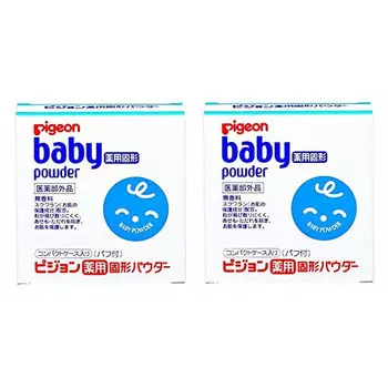 Твердый порошок с лекарственным эффектом Pigeon с пуховкой 45 г x 2 набора
