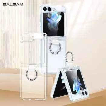 Твердый прозрачный матовый цветной складной чехол с пряжкой-кольцом для пальцев для Samsung Z Flip 6 5 Zflip 5 Z Flip4 Z Flip 3 5G противоударный чехол с полной защитой For Samsung Z Flip 3 темно-синий