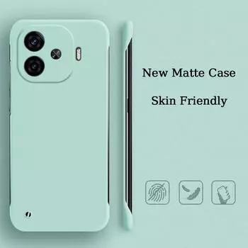 Твердый, яркий, приятный на ощупь, безрамочный чехол для телефона vivo iQOO Z9 Turbo Plus Z9x Z8x Z6x, противоударный, жесткий, матовый чехол из ПК с защитой от отпечатков пальцев iQOO Z9(China)6.78Inch белый