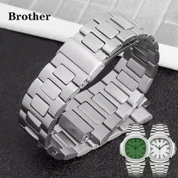 Твердый ремешок из нержавеющей стали для часов Patek Philippe Nautilus 5711 5712 5726, ремешки для часов, аксессуары, выпуклый интерфейс 25*13 мм 25-13mm