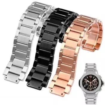 Твердый ремешок из нержавеющей стали для часов Hublot Yubo, ремешок Big Bang Classic Fusion, мужской и женский, серебристый, черный, браслет 27 мм*19 мм 27-19mm