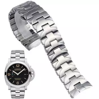 Твердый ремешок из нержавеющей стали для часов Panerai Pam441 111 382, мужская цепочка для часов с пряжкой-бабочкой, аксессуары для часов, ремешки 24 мм 24mm