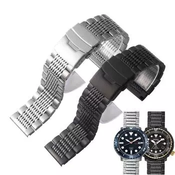 Твердый ремешок из нержавеющей стали с двойной застежкой для часов Citizen Tissot IWC Seiko Omega Strap 18/20/22/24 мм для мужских часов 18mm