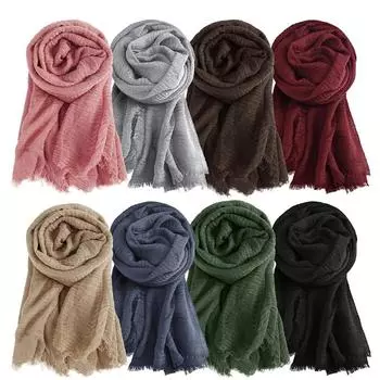 Твердый шарф хиджаб жатый хлопок новый джерси шарф хиджаб для женщин исламский головной убор мягкие повязки Bufanda 90x180