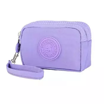 Твердый трехслойный кошелек на молнии для монет, большой емкости, сумки-кошельки, банковские кредитные карты, держатели удостоверений личности, ключи, сумки для хранения наушников фиолетовый