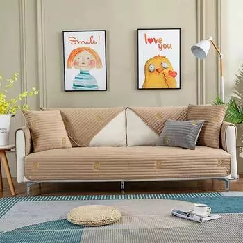 Твердый угловой чехол для дивана L-образный чехол для шезлонга, бархатный чехол для дивана, нескользящее диванное полотенце для декора гостиной, универсальное W70xL70