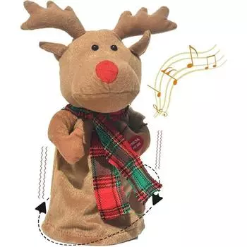 Тверкающий олень Санта игрушка, электрический музыкальный танцующий Санта Лось Рождество интерактивный плюшевый олень игрушка олень чучело животных украшение коричневый