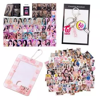 TWICE Lucky Bag набор из 4 предметов 93 предмета манга наклейка ломо карта фото брелок держатель для карт сумка для подарков популярные корейские товары сумка для удачи набор товаров водонепроницаемый
