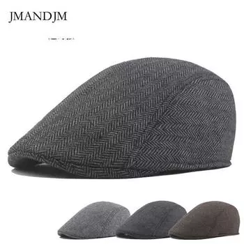 твидовая кепка газетчика с козырьком в елочку, полностью герметичная шляпа мужская осенне-зимняя термоберет 58cm темно-серого