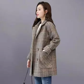 Твидовое пальто женское, осенне-зимнее, свободное, с коротким твидовым тонким костюмом, повседневная универсальная куртка