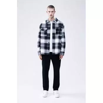 Твиловая рубашка свободного кроя HM черно-белая в клетку