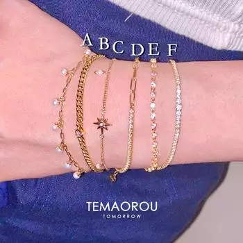 Twin Collection! K Gold Version Ultra-Fine Gang Drill Bracelet Female Vintager Mid-Ancient SUNFLOWER Bracelet Ornament C vintager star single strip