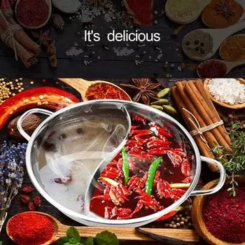 Twin Divided Hot Pot Home Hotpot Kitchen Stainless Steel Compatible Pot
