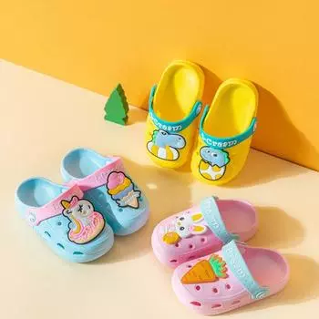 TWINFLAMES Детская обувь с отверстиями, детские тапочки для мальчиков и девочек, детские сандалии для малышей, нескользящая мягкая подошва, домашние детские сандалии с защитой от столкновений, тапочки 21 жёлтый