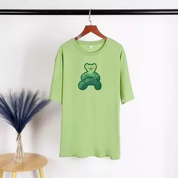 TWINFLAMES Harajuku милая женская футболка с медведем, одежда с героями мультфильмов, топы с графическим принтом, женские футболки M темно-синий