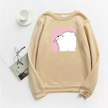 TWINFLAMES Новая толстовка с капюшоном для женщин, свободный шерстяной свитшот, повседневный топ с длинными рукавами, принтованный воротник O, свободный повседневный джемпер с длинными рукавами M белый