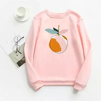 TWINFLAMES Новая толстовка с капюшоном для женщин, свободный шерстяной свитшот, повседневный топ с длинными рукавами, принтованный воротник O, свободный повседневный джемпер с длинными рукавами M белый