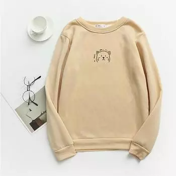 TWINFLAMES Новая толстовка с капюшоном для женщин, свободный шерстяной свитшот, повседневный топ с длинными рукавами, принтованный воротник O, свободный повседневный джемпер с длинными рукавами M белый